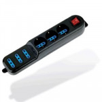 ACCESSORI MULTIPRESE ELETTRICHE - MULTIPRESA 6P ATLANTIS P011-SL203066 (3 SCHUKO/ITA-BIPASSO + 3 ITA-BIPASSO) +INTERR. NERA -  / EAN 8026974013367 -GAR.2 ANNI- - Borgaro Online